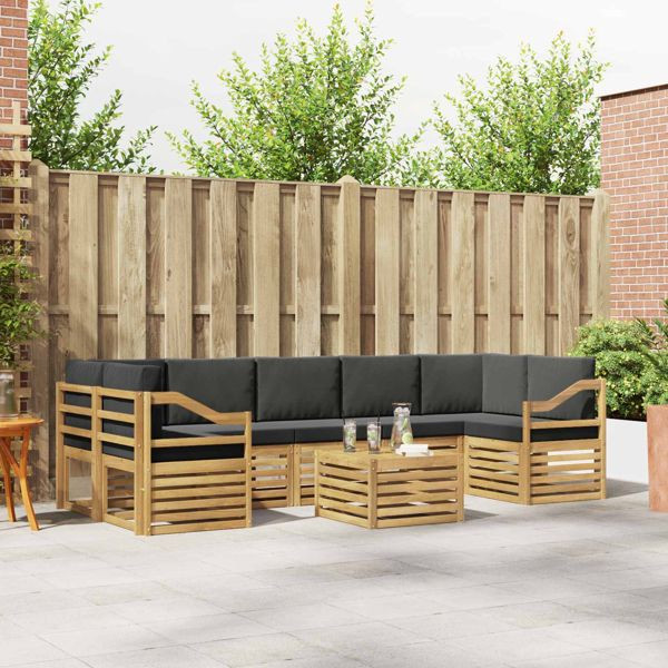 vidaXL Outdoor-Sofagarnitur 8-teilig Weiß und Anthrazit Polyester, 3391572