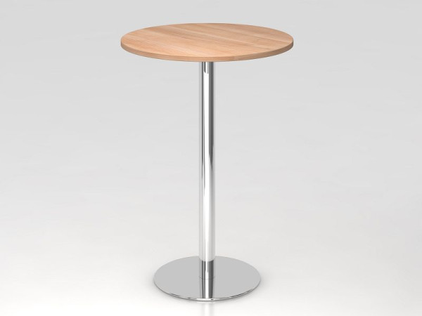 Hammerbacher Stehtisch 80cm rund Nussbaum/Chrom, Gestell verchromt, VSTH08/N/C