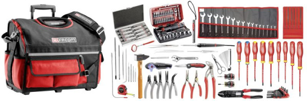 Facom Werkzeugset in Toolbox, Werkzeugset in BS.R20, inkl. Satz mit 16 kurzen Gabel-Ringschlüsseln, 3,2 bis 17 mm, BSR20.EM41A