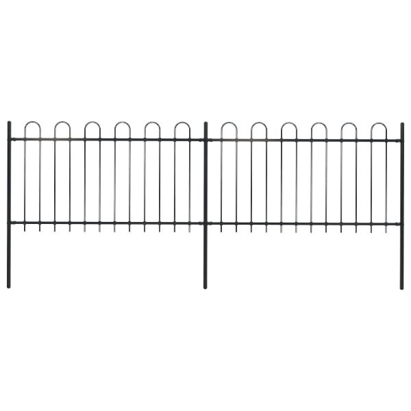 vidaXL Gartenzaun mit Bügel-Design Stahl 3,4 x 1 m Schwarz, 277657