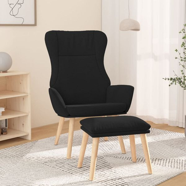 vidaXL Relaxsessel mit Hocker Schwarz Stoff, 3097888, 8720286901397