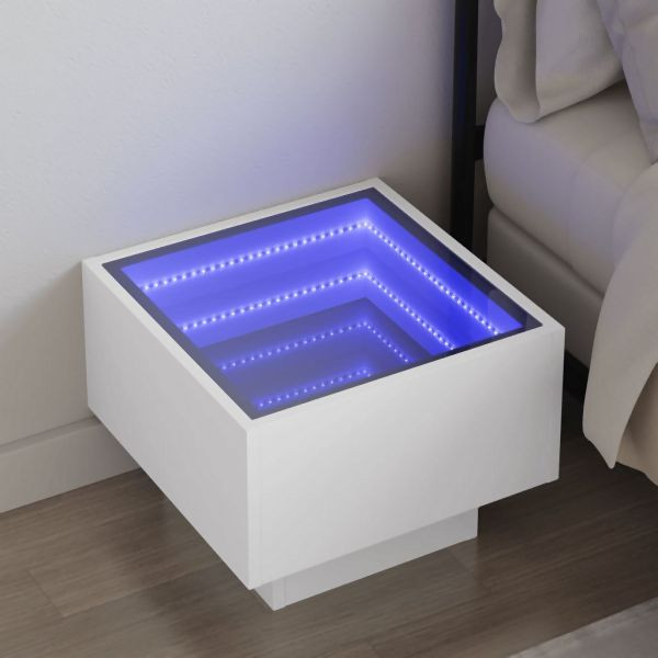 vidaXL Nachttisch mit Infinity-LED Weiß 40x40x30 cm, 3284063