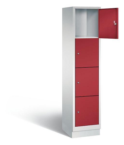 C+P Schließfachschrank Evolo, H1800xB420xT500mm, Farbe: Lichtgrau / Rubinrot, 48020-124 S10017