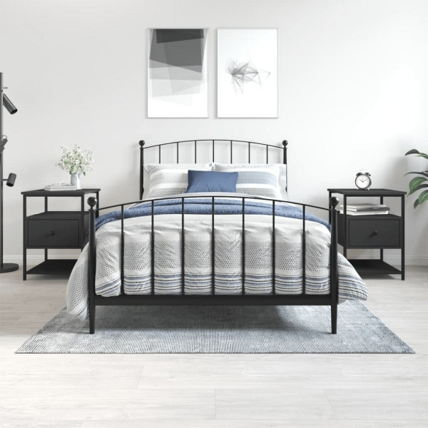 vidaXL Nachttische 2 Stück Schwarz 40x42x56 cm Holzwerkstoff, 826024