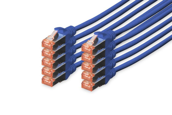 DIGITUS CAT 6 S-FTP Patchkabel, Cu, LSZH AWG 27/7, Länge 0,25 m, blau, VE: 10 Stück, DK-1644-0025-B-10