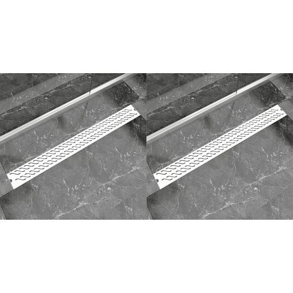vidaXL Lineare Duschrinnen, Wellen 1030 x 140 mm Edelstahl, VE: 2 Stück, 275964, 8718475797432