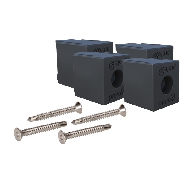 T&J LIGHTLINE-Serie Montageset, 4 Nutsteine und Bohrschrauben, für Start und Abschluß, 48108