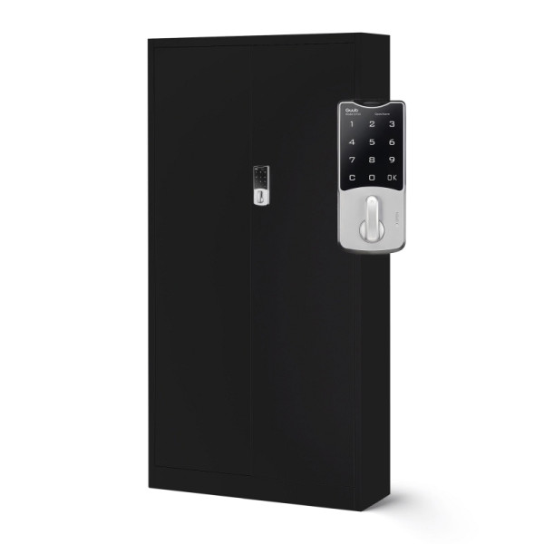 Jan Nowak Metall-Aktenschrank fürs Büro DANIEL, 900 x 1850 x 400 mm, schwarz, 1819