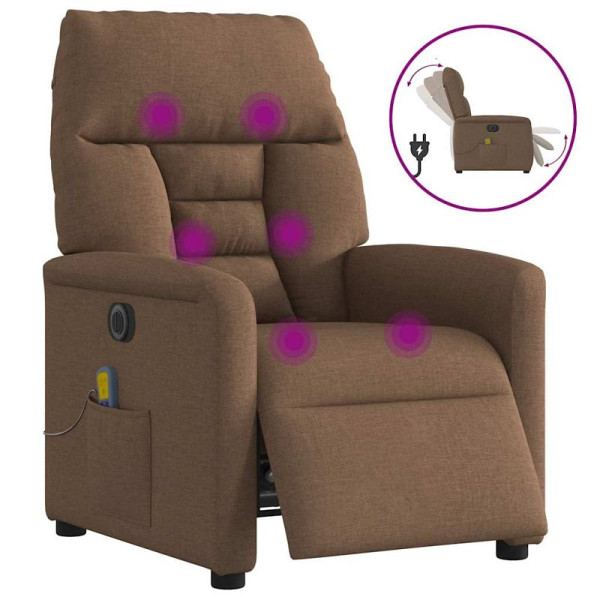 vidaXL Massagesessel Elektrisch Braun Stoff, 3303026