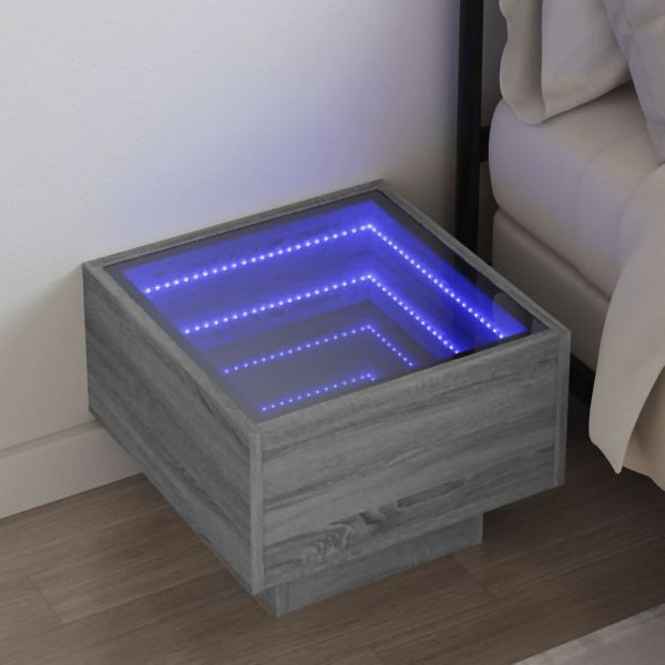 vidaXL Nachttisch mit Infinity-LED Grau Sonoma 40x40x30 cm, 3284068