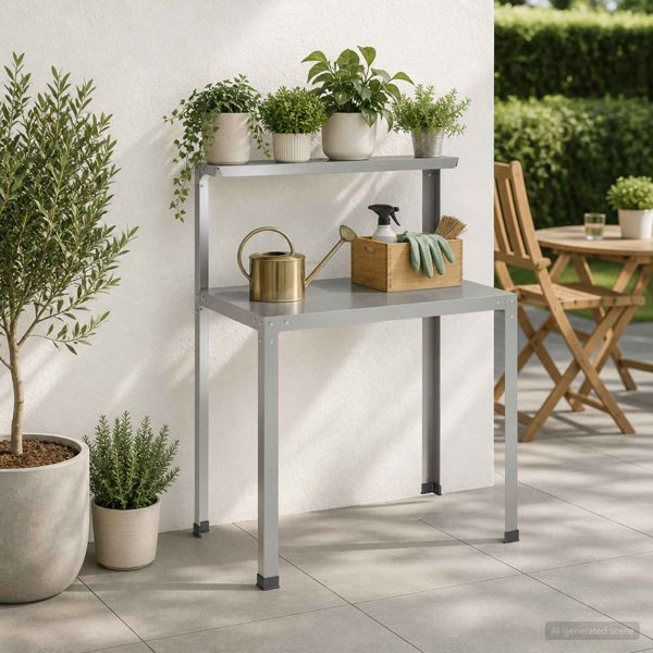 vidaXL Pflanztisch 80 x 50 x 104 cm Verzinkter Stahl Silber, 8014909