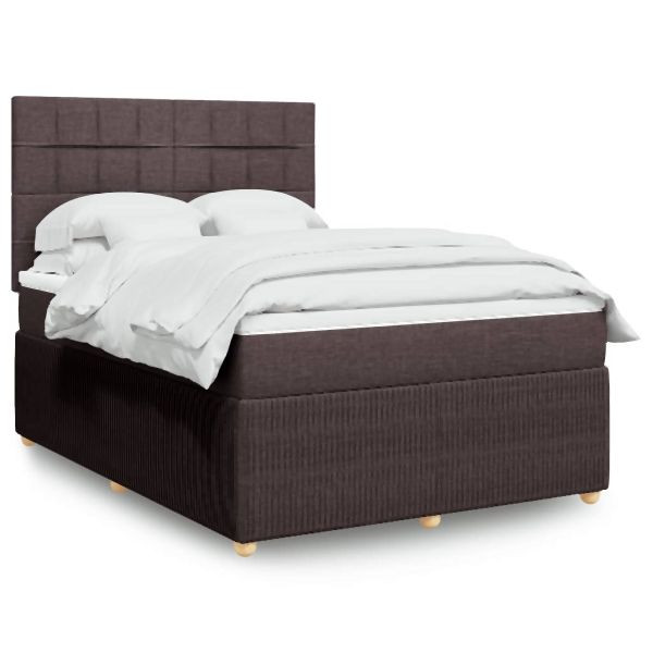 vidaXL Boxspringbett mit Matratze Dunkelbraun 140x190 cm Stoff, 3292054