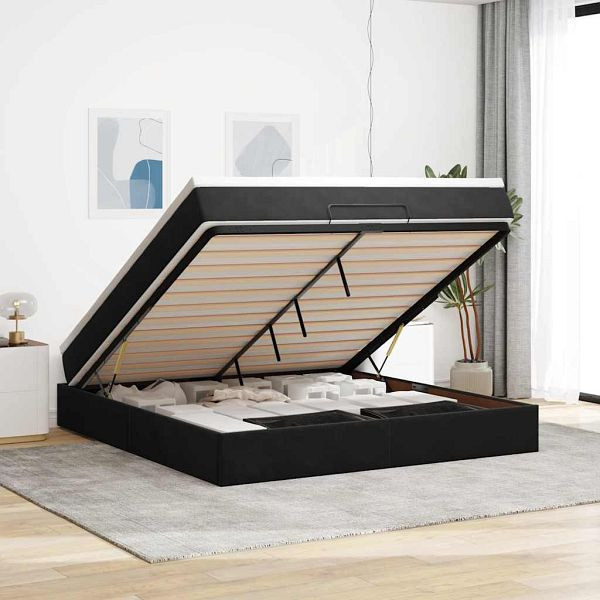 vidaXL Ottoman-Bett mit Matratze Schwarz 180x200 cm Samt, 3311203
