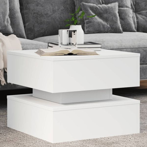 vidaXL Couchtisch mit LED-Leuchten Weiß 50x50x40 cm, 839854