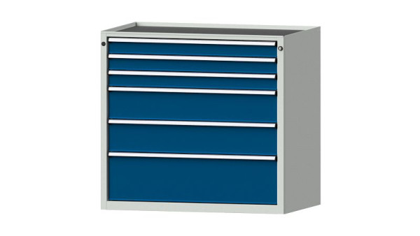 ANKE Werkbänke Schubladenschrank, Modell 3010 V, 1060 x 675 x 980 mm, RAL 7035/5010, Wanne, 610.418