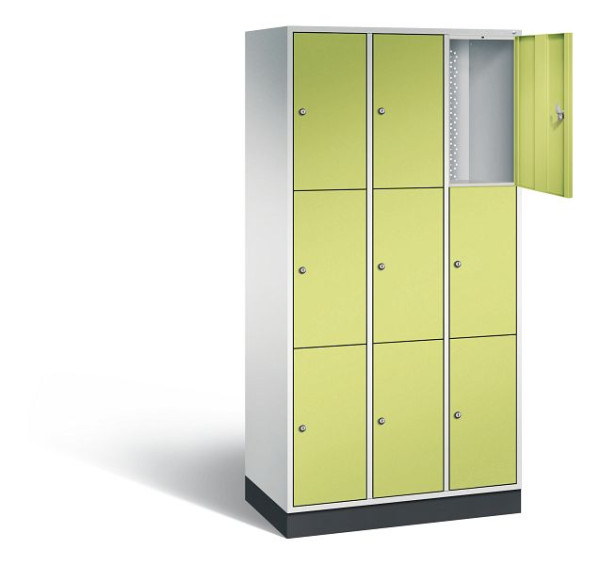 C+P Schließfachschrank Intro, H1950xB920xT490mm, Farbe: Lichtgrau / Viridingrün, 8370-301 S10061