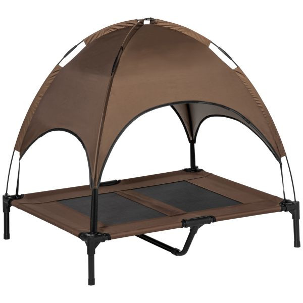 PawHut Haustierbett mit Baldachin Erhöhtes Hundebett Hundeliege outdoor Kaffee, D04-059CF
