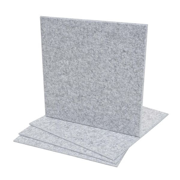 Mendler 4er-Set Akustikwandpaneel HWC-L52, Wandpaneele Akustikplatten, schalldämmend 1qm Fläche 50x50cm, hellgrau, 99573