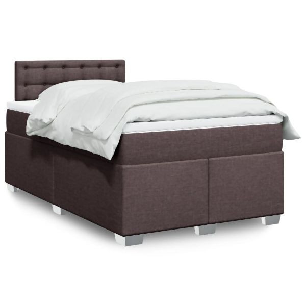vidaXL Boxspringbett mit Matratze Dunkelbraun 120x200 cm Stoff, 3288172