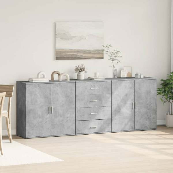 vidaXL Sideboards 3 Stück Betongrau Holzwerkstoff, 3276612