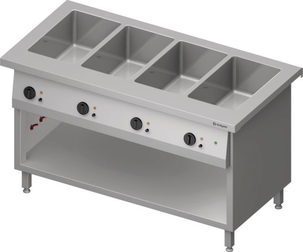 Stalgast Edelstahl Bain-Marie-Station "Free Flow" 4x GN1/1-Becken, 1465x750x880 mm Granitabdeckung "Standard G1", FF14209
