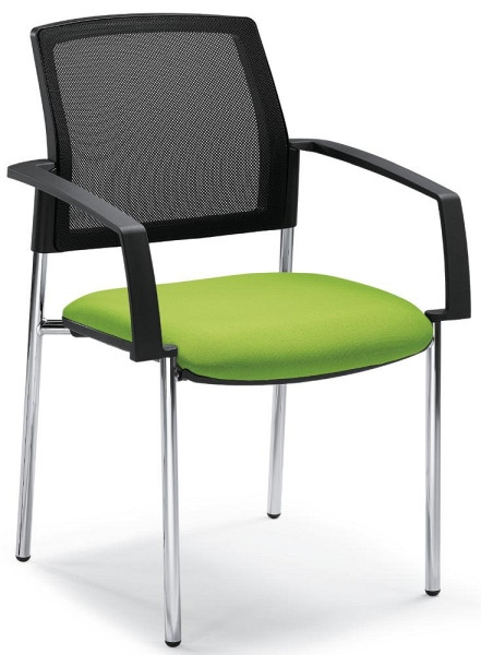 Deskin Besucherstuhl VALERA 4, Apfelgrün, 630 x 630 x 940 mm, Gestell: Verchromt, Rücken mit Netz, Sitz mit Polster, VE: 2 Stück, 278989