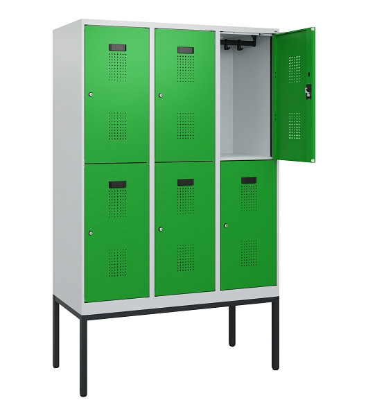 C+P Doppelstock-Spind Evolo PLUS, Gestell, 6 Fächer, 1950x1200x500mm, 7035/6037, Zylinderschloss, 0493305-32 S10038