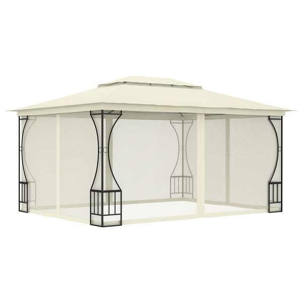 vidaXL Pavillon mit Netz 300x400x265 cm Creme, 48596
