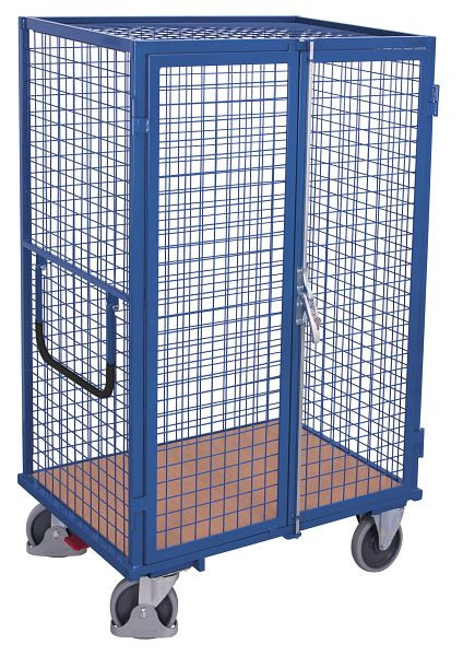 VARIOfit Etagenwagen fest verschweißt, 1.315x830x1.810mm, RAL 5010 enzianblau, Ladefläche: 1.245x785mm, mit Türen aus Drahtgitter, sw-800.984