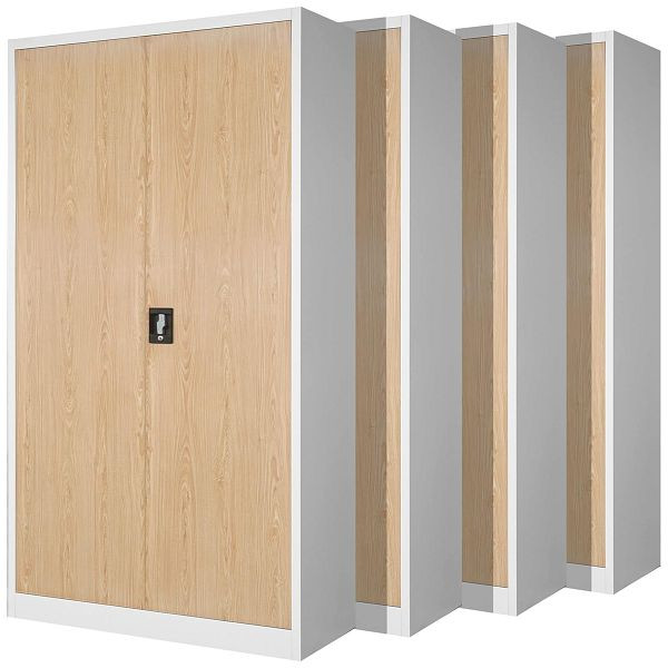 Jan Nowak 4er-Set JAN Metall-Büro-Aktenschrank, 900 x 1850 x 400 mm, Eco Design: weiß / sonoma eiche, C106