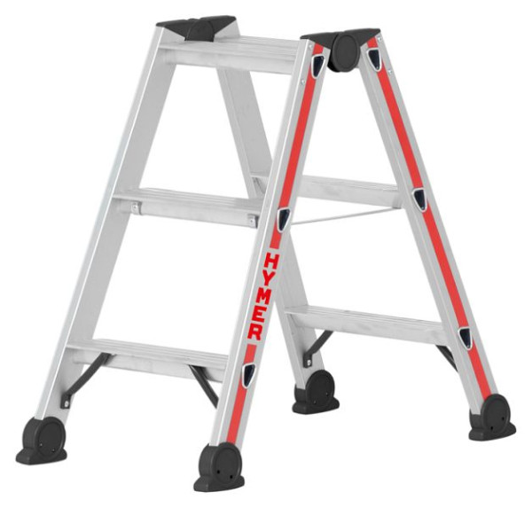 HYMER Stufenstehleiter, beidseitig begehbar, 2x3 Stufen, Länge 0,78 m, Standhöhe: 0,19 m, 402406