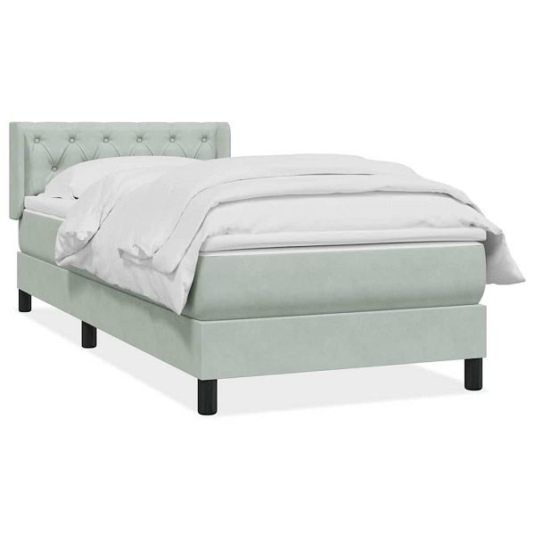 vidaXL Boxspringbett mit Matratze Hellgrau 80x220 cm Samt, 3318387