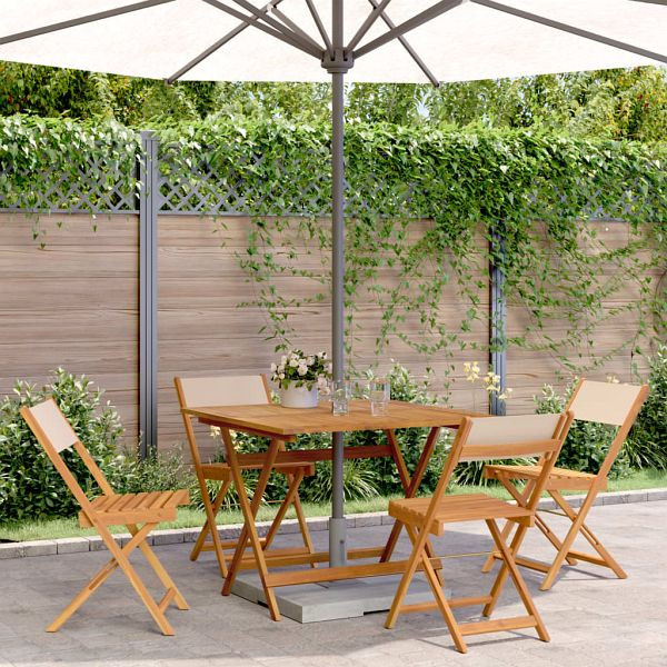 vidaXL 5-tlg. Garten-Essgruppe Stoff und Massivholz Beige, 3281787