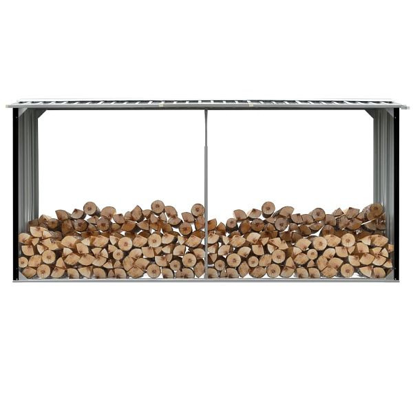vidaXL Brennholzlager Verzinkter Stahl 330 x 92 x 153 cm Anthrazit, 47088