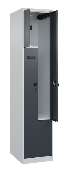 C+P Z-Spind Evolo PLUS, 2 Fächer, 1850x400x500mm, 7035/7016, Drehriegel, 049003-122 S10010