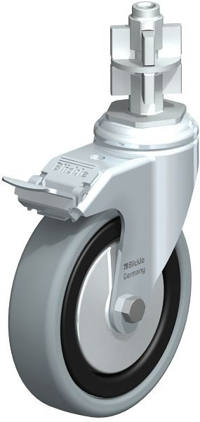 Blickle LKRA-VPA 126K-11-FI-FA-E17 Apparate-Lenkrolle mit Expander & Feststeller, Vollgummi, Grau, 705947