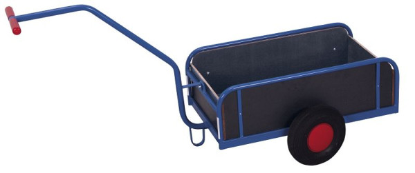 VARIOfit Handwagen mit Bordwand, Ladefläche: 765 x 435 mm, RAL 5010 enzianblau, Radsatz: Luftbereifung, zu-1280