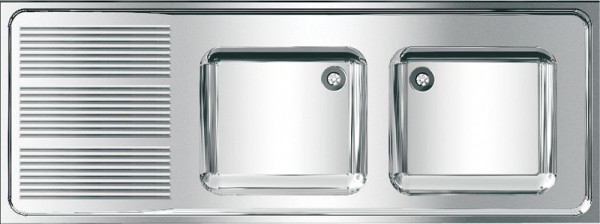 KWC Gewerbespüle, Maxima, Edelstahl, 2 Becken, 1600x382x600 mm, Tropfteil links, 2000057708