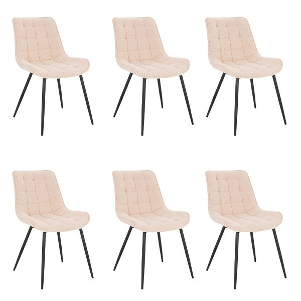 HOME DELUXE Polsterstuhl Esszimmer 6er Set IKALO – Cord Creme, 50863