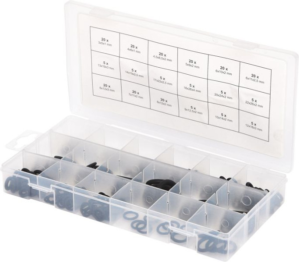 KS Tools Sortiment O-Ringe, innen Durchmesser 3-22mm, 225-teilig, 970.0180