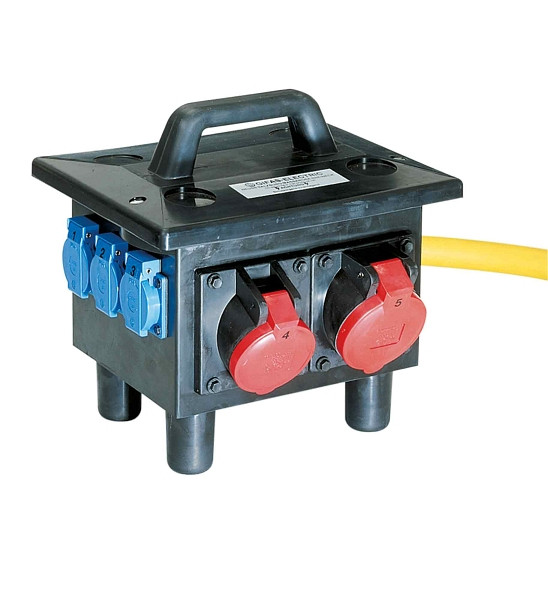GIFAS Vollgummi-Verteiler Typ 6700, Eingang: 3 m GIFAS PROFLEXX-07 Leitung 5 x 6 mm² mit CEE-Stecker 5 x 32 A/400 V, 15 kg, 209311