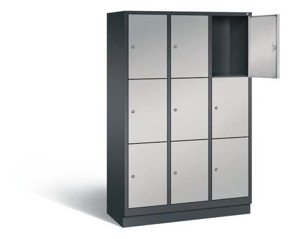 C+P Schließfachschrank Evolo, H1800xB1200xT500mm, Farbe: Schwarzgrau / Weißaluminium, 48020-323 S10177