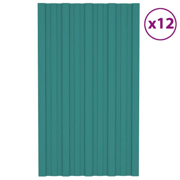 vidaXL Dachpaneele 12 Stück Verzinkter Stahl Grün 80x45 cm, 317199