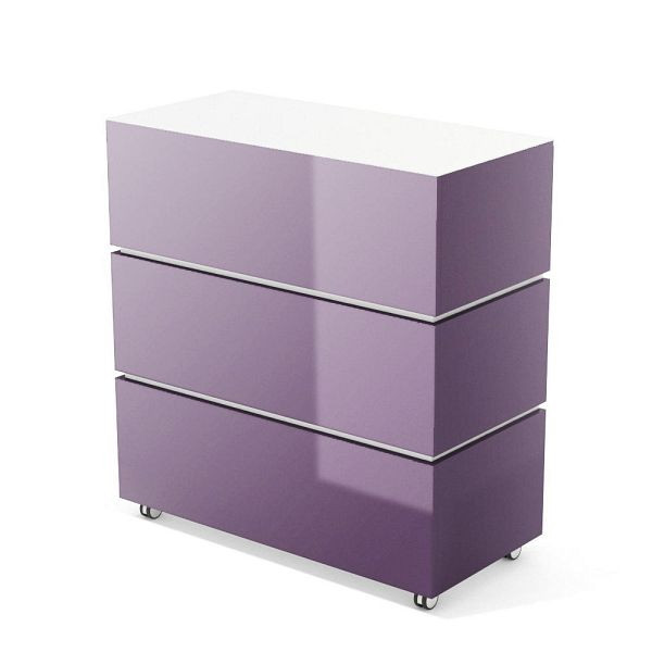 Deskin Theke LITTLE PEARL, Violett Hochglanz, RAL 4007, B 1060 x T 505 x H 1133 mm, 288151