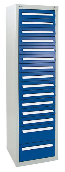 stumpf Schubladenschrank Serie T-100/35-5, RAL 7035/5010, 15 Schubladen (13x100, 2x200mm), 8155774