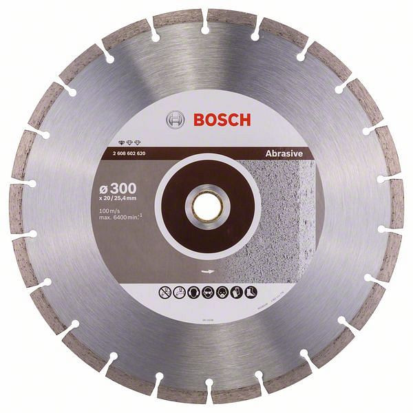 Bosch Diamanttrennscheibe Standard for Abrasive, 300 x 20,00/25,40 x 2,8 x 10 mm, 2608602620