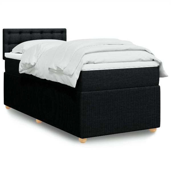 vidaXL Boxspringbett mit Matratze Schwarz 80x200 cm Stoff, 3287299