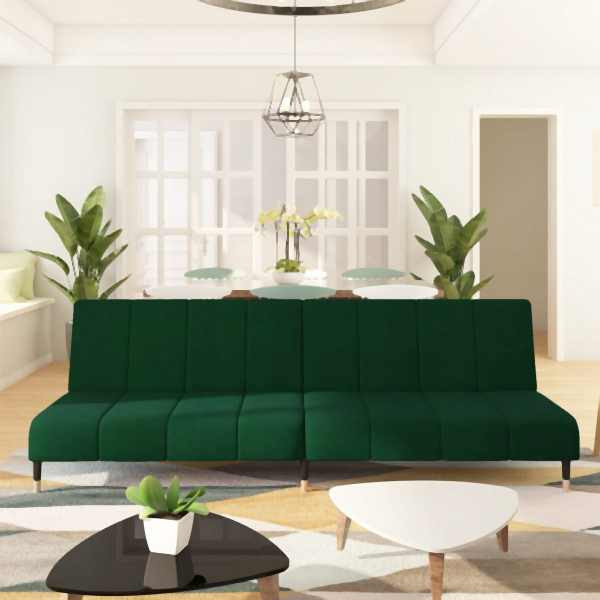 vidaXL Schlafsofa 2-Sitzer Dunkelgrün Samt, Polyester, 375876