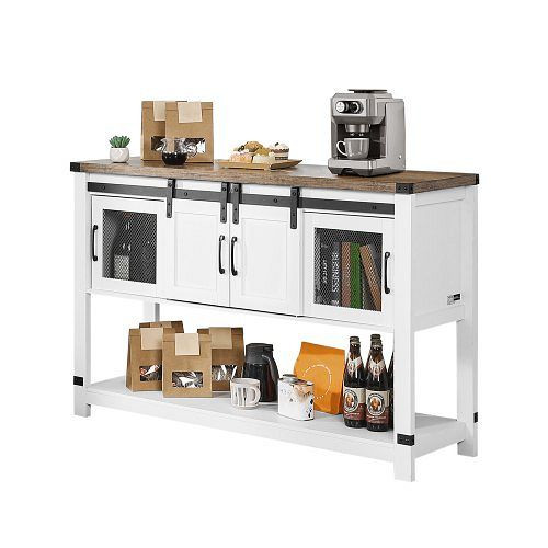VEVOR Kaffeebarschrank 120x39,8x83 cm mit 4-stufigem Stauraum und Scheunentoren, Sideboard-Buffet für Wohnzimmer/Eingangsbereich, DBSZSJSGCM47N5C6VV0