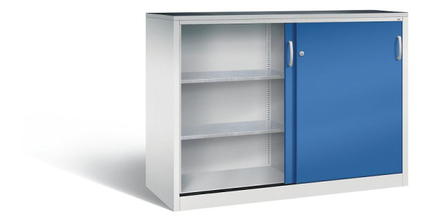 C+P Schiebetürenschrank Acurado, H1200xB1600xT600mm, Farbe: Lichtgrau / Enzianblau, Bügelgriff, 2167-09 S10013